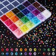 Elite 5800~6240Pcs 24 Colors Transparent Acrylic Beads, Bicone, Mixed Color, 4x4mm, Hole: 1.5mm(TACR-PH0001-58)