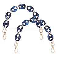 WADORN 2 Strands Resin Bag Handles, with Iron Clasps, Bag Straps Replacement Accessories, Marine Blue, 35cm(FIND-WR0003-96A)