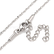 304 Stainless Steel Serpentine Chain Necklaces, Stainless Steel Color, 17.60x0.05 inch(44.7x0.13cm)(NJEW-R266-07P)