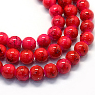 Baking Painted Glass Round Bead Strands, Red, 6.5mm, Hole: 1.5mm, about 135~140pcs/strand, 31.8 inch(DGLA-Q019-6mm-47)