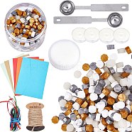 Sealing Wax Beads Wax Seal Kit, include Wax Seal Spoon, Vintage Envelopes, Hemp String, Satin Ribbon, Mixed Color, Wax Beads: 9x5mm, 320pcs/set(DIY-CP0003-44)