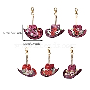 Flower Hat DIY Pendant Decoration Diamond Painting Kit, Including Resin Rhinestones Bag, Diamond Sticky Pen, Tray Plate and Glue Clay and Metal Findings, Mixed Color, Pendant: 57x73mm(PW-WG43605-01)
