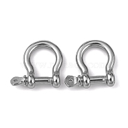 304 Stainless Steel D-Ring Anchor Shackle Clasps, Stainless Steel Color, 25x23x7.5mm(STAS-H142-06P)