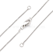 0.9MM Brass Box Chain Necklace Making, with 304 Stainless Steel Lobster Clasps, Lead Free & Cadmium Free, Long-Lasting Plated, Rack Plating, Platinum, 17.80 inch(45.2cm)(NJEW-D302-77P)