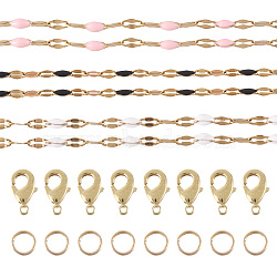 DIY Bracelet Necklaces Making Kit, Including 304 Stainless Steel Dapped Chains, Brass Jump Rings & Lobster Claw Clasps, Mixed Color, Chain: 2x1.5mm, 3M/set(DIY-TA0006-44)