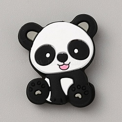 Panda Silicone Beads, DIY Nursing Necklaces and Bracelets Making, Chewing Pendants For Teethers, Gray, 28.5x24x6.5mm, Hole: 2mm(SIL-WH0002-82B)