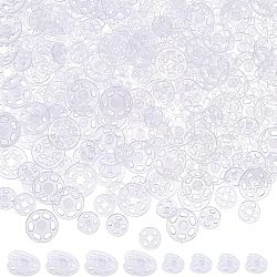 Nbeads 200 Pairs 2 Style Transparent Resin Snap Fasteners, Flat Round, Clear, 10~14.5x3.5~4mm, Hole: 1.2~3.5mm, 100 pairs/style(BUTT-NB0001-48)