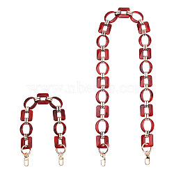 Givenny-EU 2Pcs Oval & Square Acrylic Bag Handle, with Alloy Finding, Bag Replacement Accessories, Red, 42.5~91.5cm, 2pcs/set(FIND-GN0001-14B)