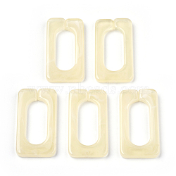 Acrylic Linking Rings, Quick Link Connectors, for Cross Chains Making, Imitation Gemstone Style, Rectangle, Light Yellow, 43.5x23x4.5mm, Inner Diameter: 30x12mm, about 147pcs/500g(OACR-S021-70A-D05)