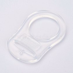 Eco-Friendly Plastic Baby Pacifier Holder Ring, Clear, 48x32x3mm, Hole: 22mm(X-KY-K001-C15)