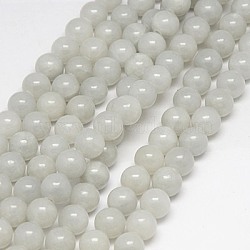 Natural Yellow Jade Beads Strands, Dyed, Round, Gainsboro, 6mm, Hole: 1mm, about 70pcs/strand, 15.75 inch(X-G-G598-6mm-YXS-03)