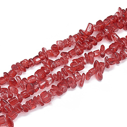 Baking Painted Glass Beads Strands, Chip, Cerise, 5~11x3~9x1~9mm, Hole: 1mm, about 200~300pcs/strand, 33.8 inch(G-S313-03)