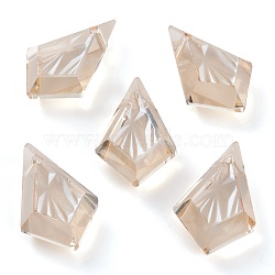 Embossed Glass Rhinestone Pendants, Faceted, Kite, Golden Shadow, 19x12x5.5mm, Hole: 1.2mm(GLAA-J101-01B-001GS)