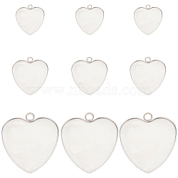 30Pcs 3 Styles 304 Stainless Steel Pendant Cabochon Settings, Plain Edge Bezel Cups, Heart, Stainless Steel Color, Tray: 12~28x12~29mm, 16.5~34x13~31x1~2mm, Hole: 2.2~3mm, 10pcs/style(STAS-SC0006-16)