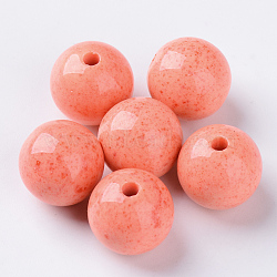 Antique Style Opaque Acrylic Beads, Round, Light Salmon, 14mm, Hole: 2.5mm, about 240pcs/500g.(SACR-N007-B-21)
