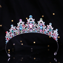 Children's Alloy Rhinestone Crown Hair Bands, Hair Accessories for Woman Girls, Platinum, 130mm(PW-WGC6E7E-01)