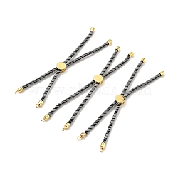 Half Finished Twisted Milan Rope Slider Bracelets, with Rack Plating Brass Cord Ends & Open Loop, Cadmium Free & Lead Free, for Connector Charm Bracelet Making, Golden, Gray, 222~230x3mm(FIND-G032-01G-03)