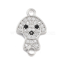 Brass Pave Clear & Black Cubic Zirconia Pet Puppy Connector Charms, Dog Charms, Platinum, 14.5x8.5x1.5mm, Hole: 1.4mm(KK-Z061-01P-02)