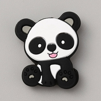 Panda Silicone Beads, DIY Nursing Necklaces and Bracelets Making, Chewing Pendants For Teethers, Gray, 28.5x24x6.5mm, Hole: 2mm
