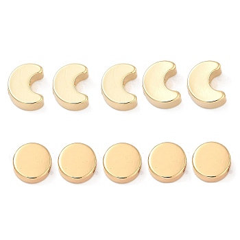 10Pcs 2 Styles Moon Phase Theme Brass Beads Set, Half Moon and Full Moon, Cadmium Free & Lead Free, Long-Lasting Plated, Real 18K Gold Plated, 5.4~6x6~6.9x3mm, Hole: 1~1.2mm, 5pcs/style