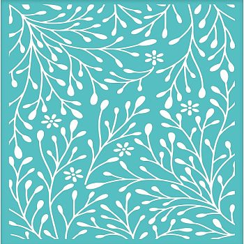 Self-Adhesive Silk Screen Printing Stencil, for Painting on Wood, DIY Decoration T-Shirt Fabric, Turquoise, Leaf Pattern, 195x140mm