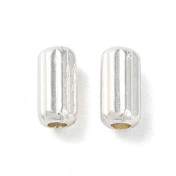 Alloy Spacer Beads, Long-Lasting Plated, Grooved Column Shape, Silver, 6x3mm, Hole: 1.2mm