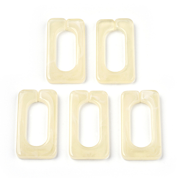 Acrylic Linking Rings, Quick Link Connectors, for Cross Chains Making, Imitation Gemstone Style, Rectangle, Light Yellow, 43.5x23x4.5mm, Inner Diameter: 30x12mm, about 147pcs/500g