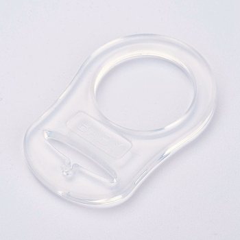 Eco-Friendly Plastic Baby Pacifier Holder Ring, Clear, 48x32x3mm, Hole: 22mm