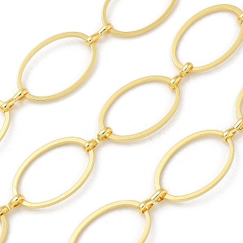 Rack Plating Brass Link Chains, Long-Lasting Plated, Unwelded, Oval, Real 18K Gold Plated, 20x13x1mm