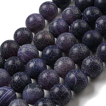 Natural Weathered Agate Beads Strands, Round, Dyed & Heated, Dark Slate Blue, 12mm, Hole: 1.6mm, about 31pcs/strand, 14.76''(37.5cm)