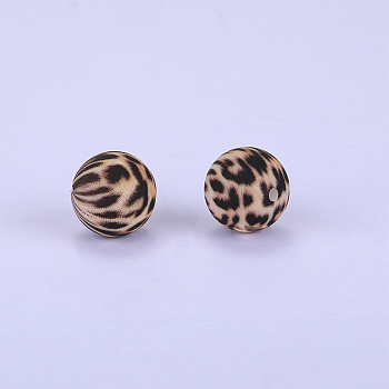 Printed Round Silicone Focal Beads, Peru, 15x15mm, Hole: 2mm