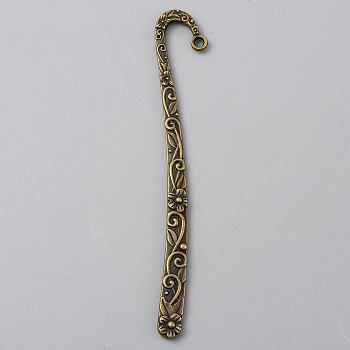 Alloy Hair Sticks, with Loop, Hair Accessories for Women, Antique Bronze, 125x19x2mm, Hole: 3.2mm