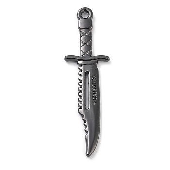 Alloy Big Pendants, Penknife Shapes, Black, 65x19x3mm, Hole: 3mm