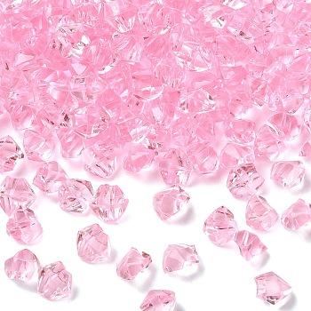 50G Transparency Acrylic Beads, Nuggets, Faceted, Flamingo, 9x6mm