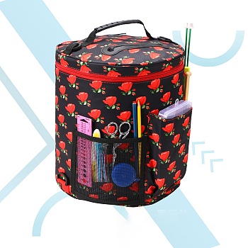 Oxford Zipper Knitting Bag, Yarn Storage Organizer, Crochet Hooks & Knitting Needles Bag, Red, 30cm, Inner Diameter: 27cm