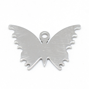 201 Stainless Steel Stamping Blank Tag Pendants, Butterfly, Stainless Steel Color, 15x22x1mm, Hole: 2mm