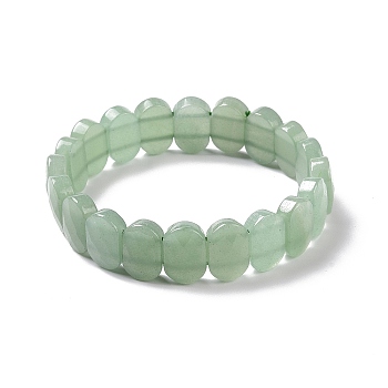 Natural Green Aventurine Oval Beaded Stretch Bracelet, Gemstone Jewelry for Women, Inner Diameter: 2-1/8 inch(5.4~5.5cm)