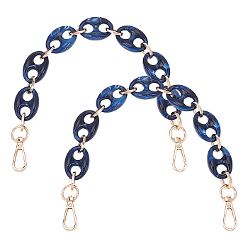 WADORN 2 Strands Resin Bag Handles, with Iron Clasps, Bag Straps Replacement Accessories, Marine Blue, 35cm