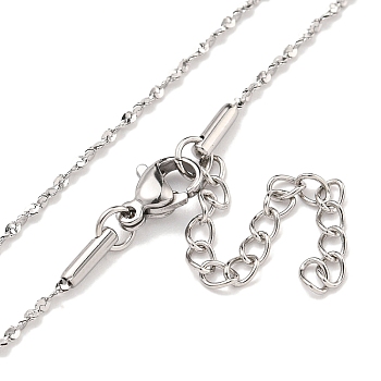 304 Stainless Steel Serpentine Chain Necklaces, Stainless Steel Color, 17.60x0.05 inch(44.7x0.13cm)