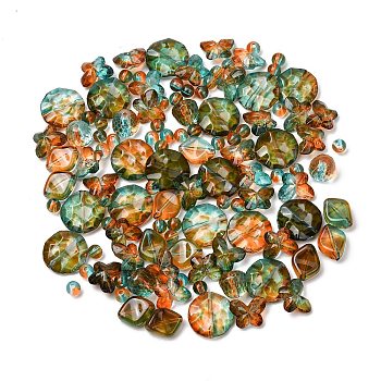 Two Tone Transparent Acrylic Beads, Mixed Shapes, Faceted, Mixed Color, 8~25x8~25x4~45mm, Hole: 1.2~1.6mm
