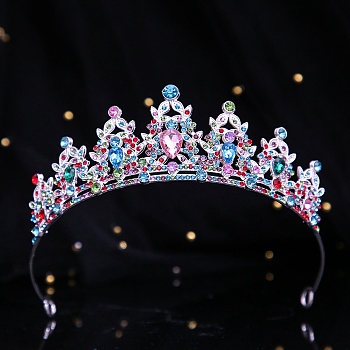 Children's Alloy Rhinestone Crown Hair Bands, Hair Accessories for Woman Girls, Platinum, 130mm