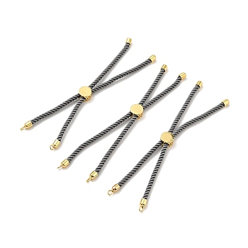 Half Finished Twisted Milan Rope Slider Bracelets, with Rack Plating Brass Cord Ends & Open Loop, Cadmium Free & Lead Free, for Connector Charm Bracelet Making, Golden, Gray, 222~230x3mm
