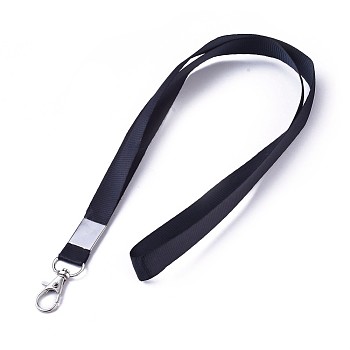 Polyester Neck Strap Lanyard, with Lobster Claw Clasps, Black, 48.5x1.5cm
