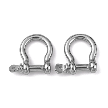 304 Stainless Steel D-Ring Anchor Shackle Clasps, Stainless Steel Color, 25x23x7.5mm
