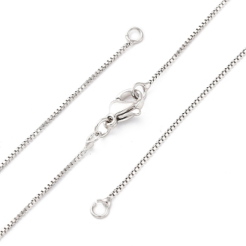 0.9MM Brass Box Chain Necklace Making, with 304 Stainless Steel Lobster Clasps, Lead Free & Cadmium Free, Long-Lasting Plated, Rack Plating, Platinum, 17.80 inch(45.2cm)