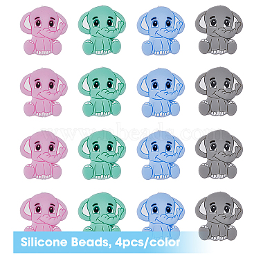 16Pcs 4 Colors Food Grade Eco-Friendly Silicone Beads(SIL-HY0001-12)-3