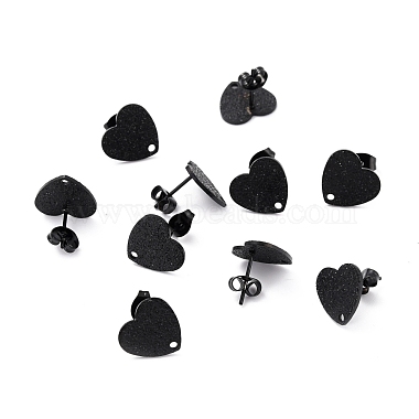 Electrophoresis Black Heart 304 Stainless Steel Stud Earring Findings