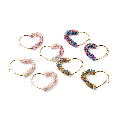 Mixed Color Heart Glass Earrings