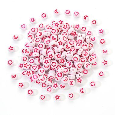 Hot Pink Flat Round Acrylic Beads