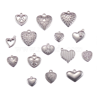 Antique Silver & Stainless Steel Color Heart Stainless Steel Pendants